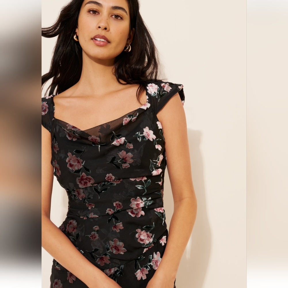🍋For Love and Lemons Aigrette Floral Velvet Burnout Maxi Dress